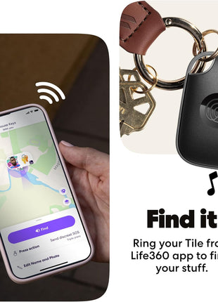 Life360 Tile Pro - Powerful Bluetooth Tracker, Key Finder and Item Locator for Keys Bags, and More. Both iOS and Android Compatible. Phone Finder. 4-Pack (Black/White)