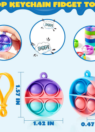 JOYIN Round Pop Fidget Keychain 30 Pack Pop Fidget Toys Bulk Party Favors for Kids 4-8,8-12 Years, Birthday Goodie Bags Stuffers Back to School Gifts for Students Classroom Prizes Sensory Toys
