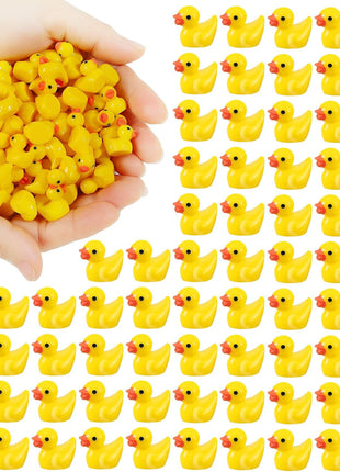 EKisemio100 Pcs Mini Resin Ducks Bulk,Tiny Yellow Duck for Hiding & Decor | 0.6in Little Ducks, Bright Yellow Resin Design, for Fairy Garden,Dollhouse,Potted Plant,DIY Kit and Miniature Decorations