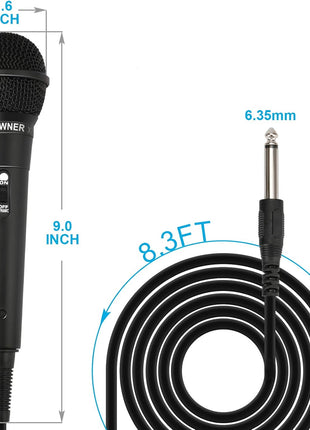 YIOWNER Wired Karaoke Microphone, Handheld for Singing, With 2.5m Cable, Vocal Dynamic Mic for Speaker, AMP, Mixer, DVD