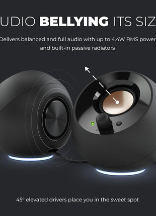 Creative Pebble SE Minimalist 2.0 USB-C Powered PC Speakers with RGB Lighting, 3.5 mm AUX-in, Up to 4.4W RMS Power for Computers and Laptops (Black)