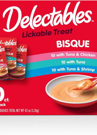 Delectables Bisque Lickable Wet Cat Treats - Chicken, Tuna & Shrimp, 12 count
