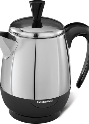 Farberware 12-Cup Stainless Steel Coffee Percolator, Automatic Keep Warm