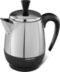 Farberware Electric Coffee Percolator, FCP240, Stainless Steel Basket, Automatic Keep Warm, No Drip Spout, 4 Cup