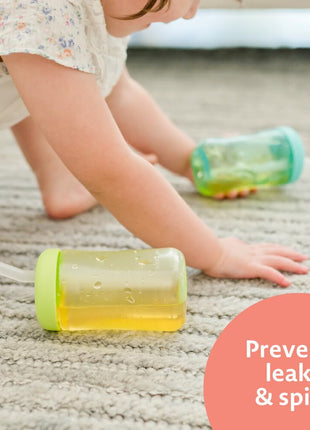 The First Years Squeeze & Sip Toddler Straw Cups - Squeezable Transition Sippy Cup with Silicone Straw - Toddler Feeding Supplies - 7 Oz - 3 Count - Ages 6 Months and Up