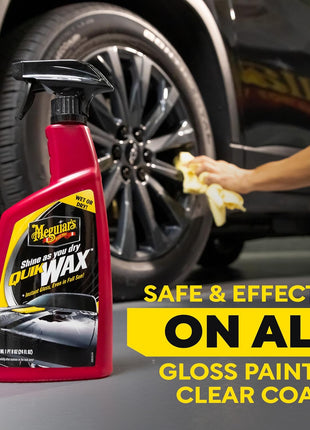 Meguiar's Quik Wax, Spray Wax for Car Detailing that Creates a Deep Shiny Look, Can Be Applied to Wet or Dried Paint and In Direct Sunlight, Moisture Rolls Off Waxed Paint, 24 Oz