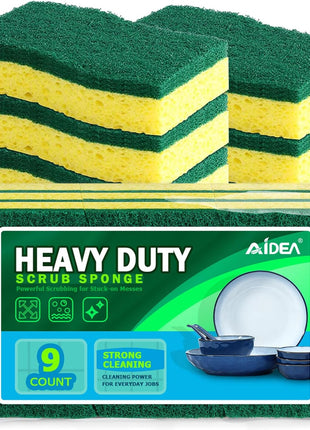 AIDEA Non Scratch Scrub Sponge, 24Count, Sponges for Dishes, Sponges Kitchen, Cleaning Sponge, Cleans Fast Without Scratching, Stands Up to Stuck on Grime, Cleaning Power for Everyday Jobs