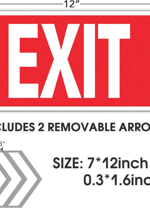 EXIT Signs Glow In The Dark EXIT Decals 3 Pack 12"x7" EXIT Photoluminescent Signs Stickers, Glows For Up To 8 Hours