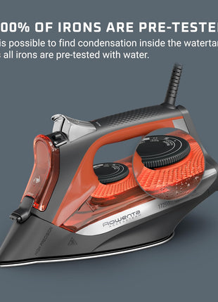 Rowenta Iron Steamer for Clothes, Stainless Steel Soleplate Steam Iron, Microsteam Holes, 1700 Watts, Lightweight, Auto off, Black, DW2360
