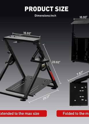 GTPLAYER Sim Racing Wheel Stand Simulator Cockpit Wheel Stand fit for Logitech G25 G27 G29 G920 G923 Thrustmaster T330TS Gaming Stand Wheel Pedals NOT Included, Deep Black With Cup Holder