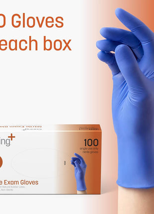 Caring Nitrile Exam Gloves (100ct), Powder Free and Not Made with Natural Rubber Latex, Gloves for Medical Use, Cleaning, Food Prep and More, Medium