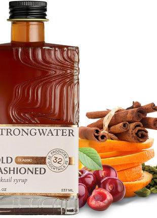 Strongwater Old Fashioned Mix - Makes 32 Cocktails - Handcrafted Old Fashioned Syrup with Bitters, Orange, Cherry, Organic Demerara Sugar - Craft Cocktail Mixer, Just Mix with Bourbon,Whiskey - 1 Pack