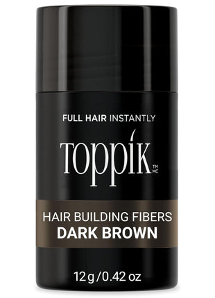 Toppik Hair Building Fibers, Dark Brown, 12g Fill In Fine or Thinning Hair, Instantly Thicker, Fuller Looking, 9 Shades for Men & Women, Keratin Protein Formula