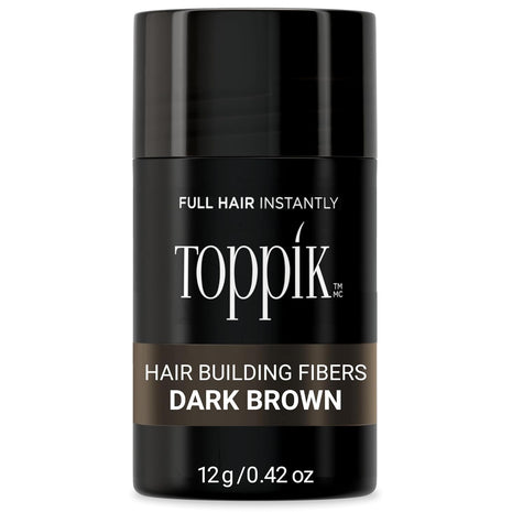 Toppik Hair Building Fibers, Dark Brown, 12g Fill In Fine or Thinning Hair, Instantly Thicker, Fuller Looking, 9 Shades for Men & Women, Keratin Protein Formula