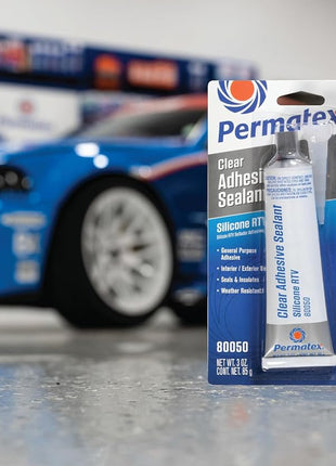 Permatex 80050 Clear RTV Silicone Adhesive Sealant, 3 oz