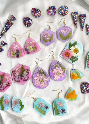 ResinWorld Earrings Molds with Varieties of Shapes and Sizes, 171Pcs Resin Jewelry Making Kit, Stud Dangle Drop Earrings Resin Molds with Hole