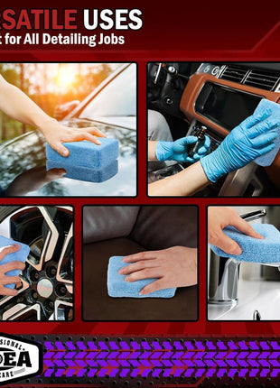 AIDEA Microfiber Applicator Pad-8Pack, Car Wash Sponge, Premium Microfiber Sponge and Cleaning Pads, Perfect for Effortless Wax, Sealant, and Conditioner Application, Car Detailing Supplies, Blue