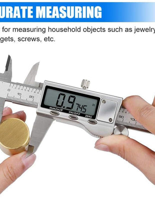 Digital Caliper Measuring Tool, Stainless Steel Vernier Caliper Digital Micrometer with Large LCD Screen, Easy Switch from Inch Metric Fraction, 6 Inch Caliper Tool for DIY/Household