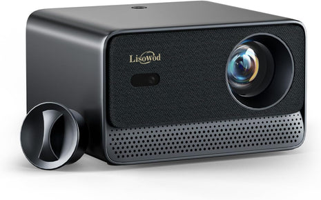 Outdoor-Portable-Projector-4K with WiFi and Bluetooth, Smart HD Movie Proyector for Home Theater, Lisowod L03Pro