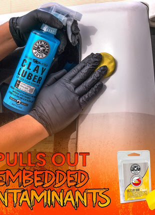 Chemical Guys Clay Bar Kit - Complete System - Clay Bar and Luber Combo with Accessories for Smooth Paint Finish - Removes Embedded Dirt, Overspray, and Fallout - 6 Item Kit