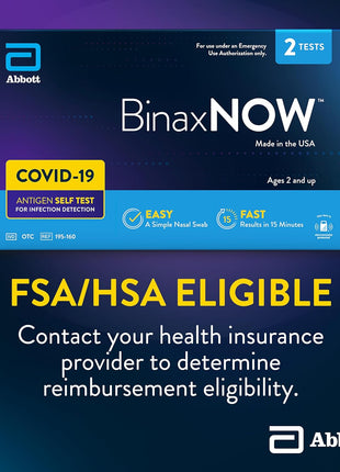 BinaxNOW COVID-19 Antigen Self Test, 1 Pack, 2 Tests Total, COVID Test With 15-Minute Results Without Sending to a Lab, Easy to Use at Home