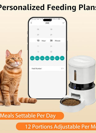 Automatic Cat Feeder with 2K Dual Cameras, 5G WiFi Smart Cat Food Dispenser with Night Vision 4MP, 2-Way Audio, App Control, 4L Auto Pet Feeder for Cats, Small Dogs & Multi-Cat Families