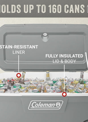 Coleman Classic Series Insulated Portable Rolling Cooler with Wheels, Leak-Resistant Outdoor Hard Cooler Keeps Ice up to 5 Days