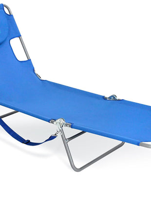 Ostrich The Original Chaise Lounge 72 x 22 Inch Portable Reclining Lounger | Outdoor Patio, Beach, Lawn, Camping, or Pool Tanning Chair, Ocean Blue