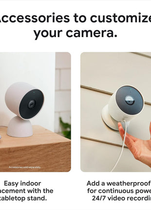Google Nest Cam Outdoor or Indoor, Battery - 2nd Generation - 2 Count (Pack of 1) | Home security camera, built-in intelligent alerts, 1080p HDR video, works with Google Home and Alexa
