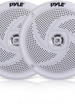 Pyle Marine Speakers - 5.25 Inch 2 Way Waterproof and Weather Resistant Outdoor Audio Stereo Sound System with 180 Watt Power and Low Profile Slim Style - 1 Pair - PLMRS5W (White)