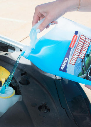 ABRO Windshield Washer Fluid Ready to Use Formula - 1 Gallon, Pre-Mixed, Streak-Free Cleanliness, 2-In-1 Removes Bugs & Tar