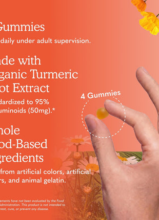 Garden of Life Organics Turmeric Inflammatory Response Gummy - 120 Real Fruit Gummies for Kids & Adults, 50Mg Curcumin (95% Curcuminoids), No Added Sugar, Organic, Non-GMO, Vegan & Gluten Free