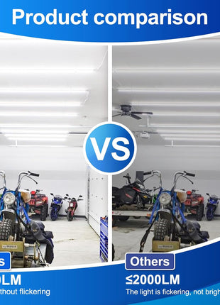 XLNYUUI Led Shop Lights,4FT LED Light 50W 6500K 7000LM Led Daylight,Garage Light Linkable Clear Cover Integrated V-Shape for Garage Warehouse Workbench Workshop(2-Pack)