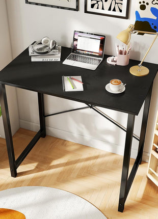 DUMOS 32 Inch Office Small Computer Desk Modern Simple Style Writing Study Work Table for Home Bedroom - Wood Black