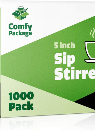 Comfy Package [1000 Count] 5 Inch Coffee & Cocktail Stirrers/Straws Disposable Plastic Sip Stir Swizzle Sticks   Black