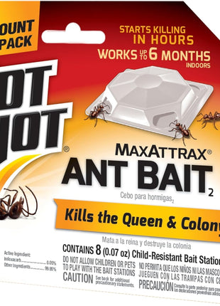 Hot Shot MaxAttrax Ant Bait 8 Count, Child-Resistant Bait Stations
