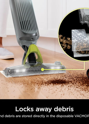 Shark VACMOP Cordless Vacuum & Spray Mop, Gray, VM252 | Hard Floor Cleaner, Powerful Suction, Lightweight, LED Headlights, 4 Disposable Pads, 12oz Solution Included