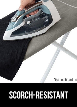 GORILLA GRIP Ironing Board Cover, Silicone Coating, 400°F Scorch and Stain Resistant with Extra Thick Padding, Fits Over Standard Size Board, Heavy Duty Hook and Loop Fastener Strap, Silver 15x54