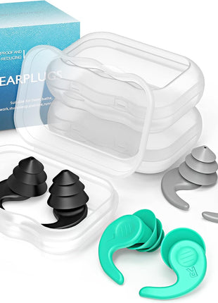 Swimming Ear Plugs for Adults,3 Pairs Waterproof Reusable Silicone Swim Earplugs for Swimming Surfing Snorkeling Showering and Water Pool,Beach,Ocean (Adults & Teens 14+)