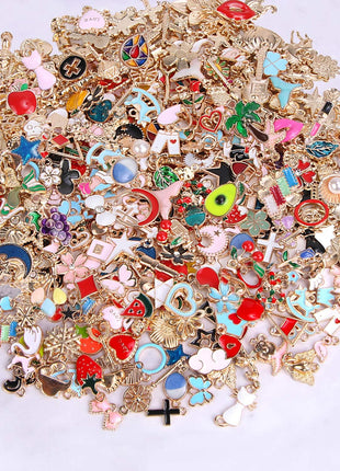 SANNIX 350Pcs Bracelet Charms Jewelry Making Charms Assorted Gold Plated Enamel Pendants for DIY Necklace Bracelet Earring Craft Supplies