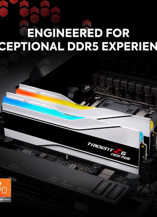 G.SKILL Trident Z5 Neo RGB Series DDR5 RAM (AMD EXPO) 64GB (2x32GB) 6000MT/s CL26-36-36-96 1.45V Desktop Computer Memory U-DIMM - Matte White (F5-6000J2636H32GX2-TZ5NRW)