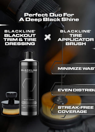 Blackline Car Care - Blackout Trim & Tire Dressing - Best Tire Shine No Sling Formula - Water Based Protection for Car Tires & Trim - Safe for Cars, Trucks, SUVs & More - 16 fl oz