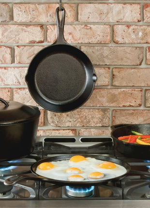 Lodge Seasoned Cast Iron Skillet 12 Inches - Quality Frying Pan for the Stove, Oven, Grill & Campfire - Includes Silicone Hot Handle Holder - Non-Toxic, Nonstick & Long-Lasting