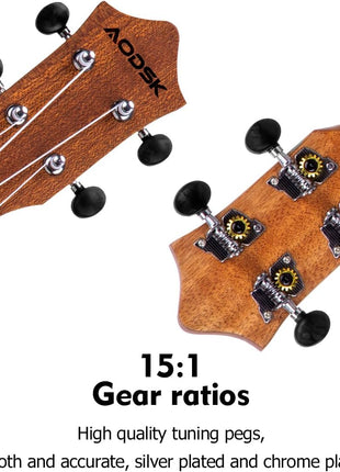 AODSK Soprano Ukulele for Beginner 21 Inch Ukelele Kit with Gig Bag StrapTuner Nylon String 4 Picks Cloth Online Lesson Holiday Gift