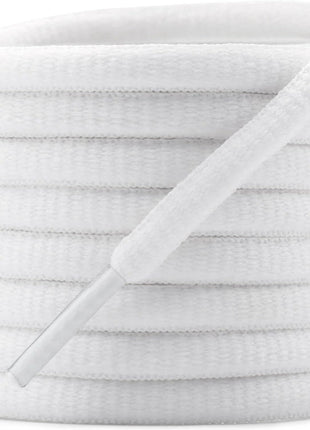 DELELE 2Pair Oval Shoes laces 42 Colors Half Round 1/4 inch Athletic ShoeLaces for Sport/Running Shoes Shoe Strings White -45 inch