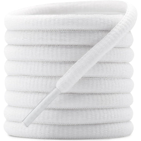 DELELE 2Pair Oval Shoes laces 42 Colors Half Round 1/4 inch Athletic ShoeLaces for Sport/Running Shoes Shoe Strings White -45 inch