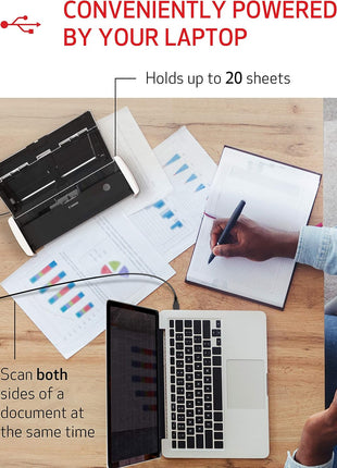 Canon imageFORMULA R10 - Portable Document Scanner, USB Powered, Duplex Scanning, Document Feeder, Easy Setup, Convenient, Perfect for Mobile Users, White