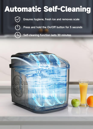 VIVIDMOO Nugget Ice Maker Countertop, 34lbs/Day, Portable Sonic Pebble Ice Maker with Self-Cleaning, Fast Ice in 6 Mins, Compact Crushed Pellet Ice Machine for Home/Office/Kitchen/RV/Camping, Black