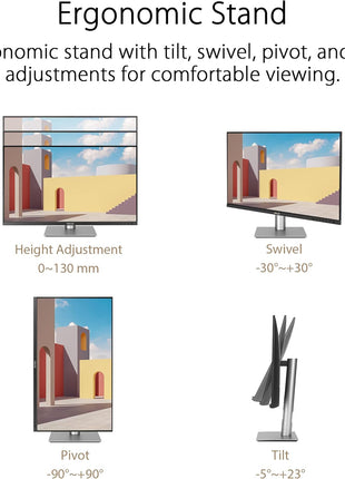 ASUS ProArt Display 27 inch 4K HDR Professional Monitor (PA279CRV) - IPS, UHD (3840 x 2160), 99% DCI-P3/Adobe RGB, ΔE < 2, Calman Verified, USB-C PD 96W, DisplayPort, Daisy-Chain, Ergonomic, 3yr Warranty