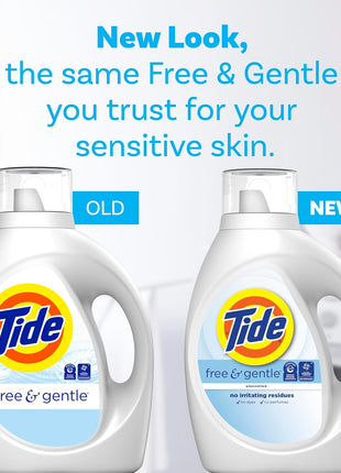 Tide Free & Gentle Liquid Laundry Detergent, 100 Loads, 132 fl oz, Tide Laundry Detergent, Clean Laundry Detergent (Packaging May Vary)